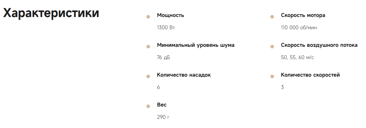 Характеристики