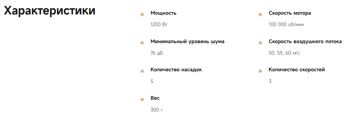 Характеристики